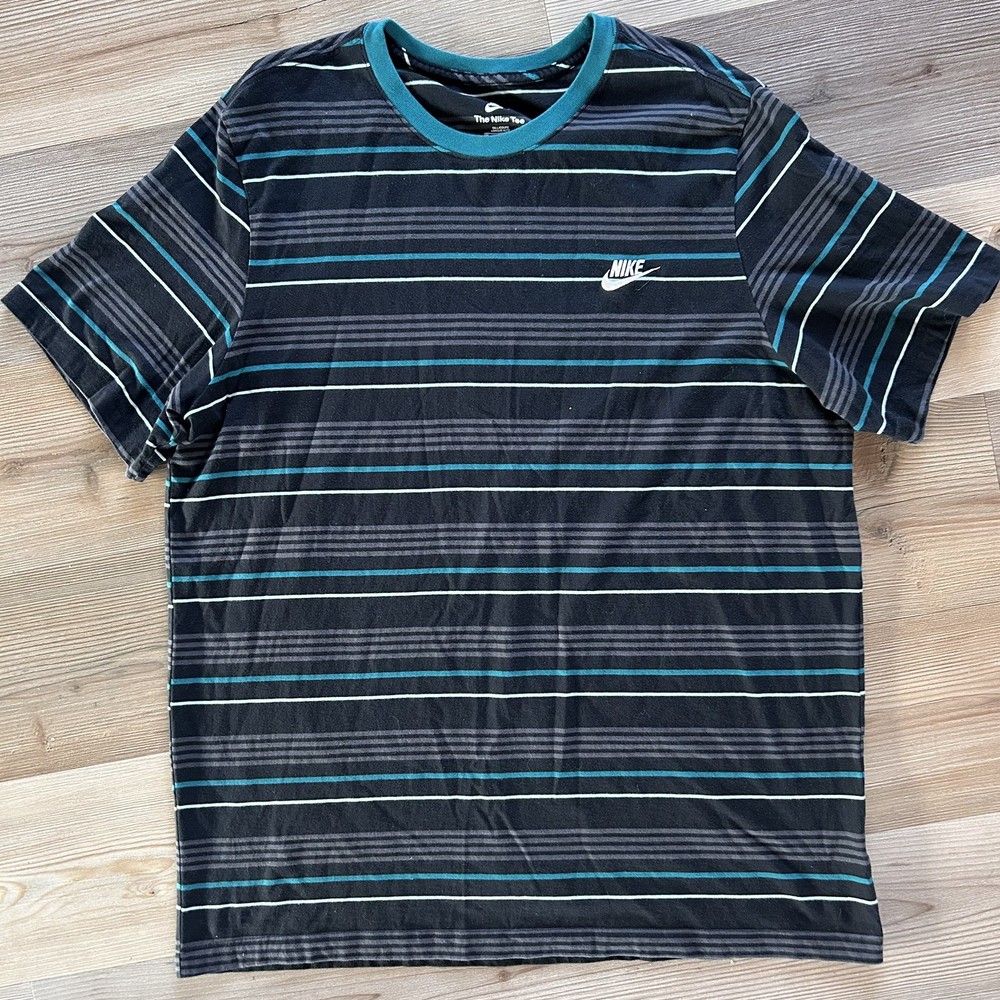 Nike Sportswear Premium Loose Fit Essential Shirt Men XXL Striped Embroidered