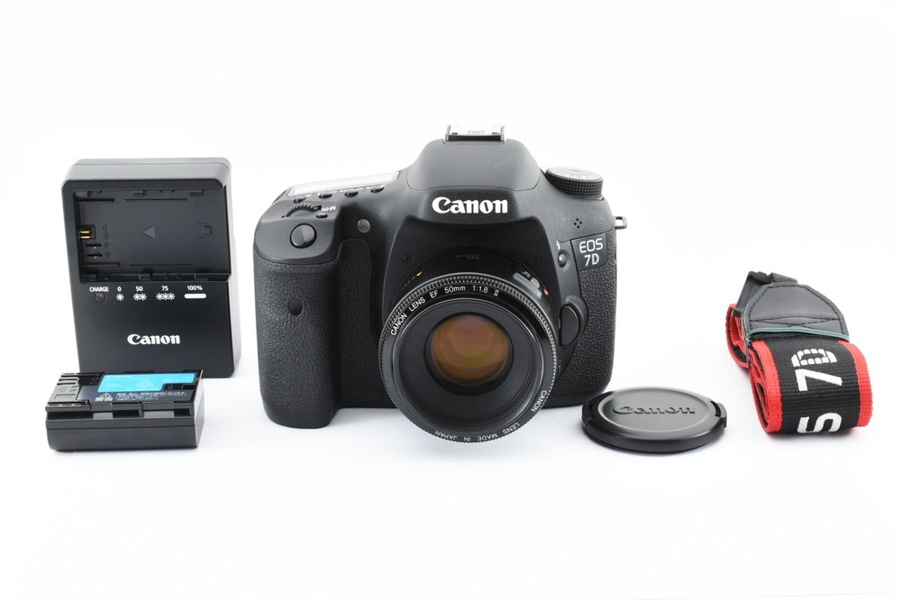 CANON EOS 7D 18MP Digital SLR Camera + EF 50mm f/1:1.8 II From JAPAN #1814