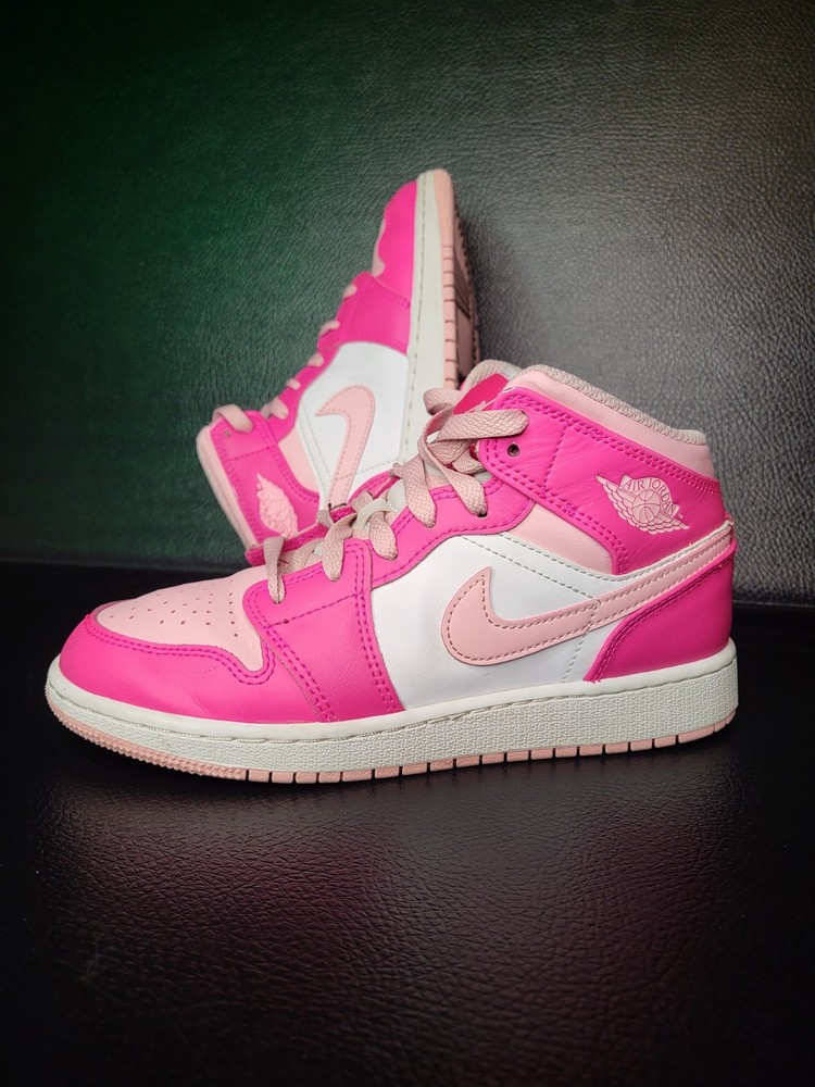 Air Jordan 1 Mid Fierce Pink FD8780-116 Grade 4y Youth Sneaker Great Shape #3