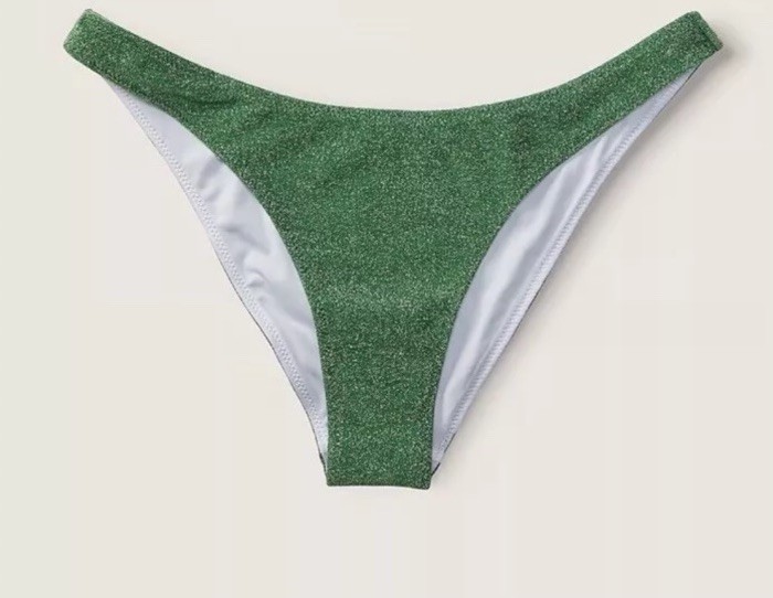 PINK Victoria's Secret Shimmer  green sparkle Brazilian Bikini Bottom Size S