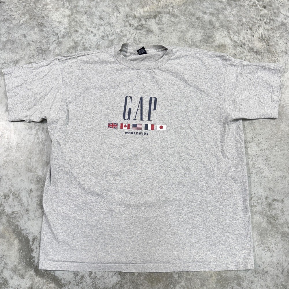 Vintage Gap shirt mens medium Worldwide 90s gray preppy dad USA made crewneck