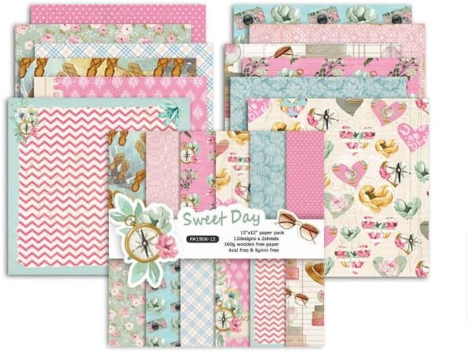 24 Sheets 12 Design Sweet Day Decorative Acid Free Scrapbook Paper Set 12