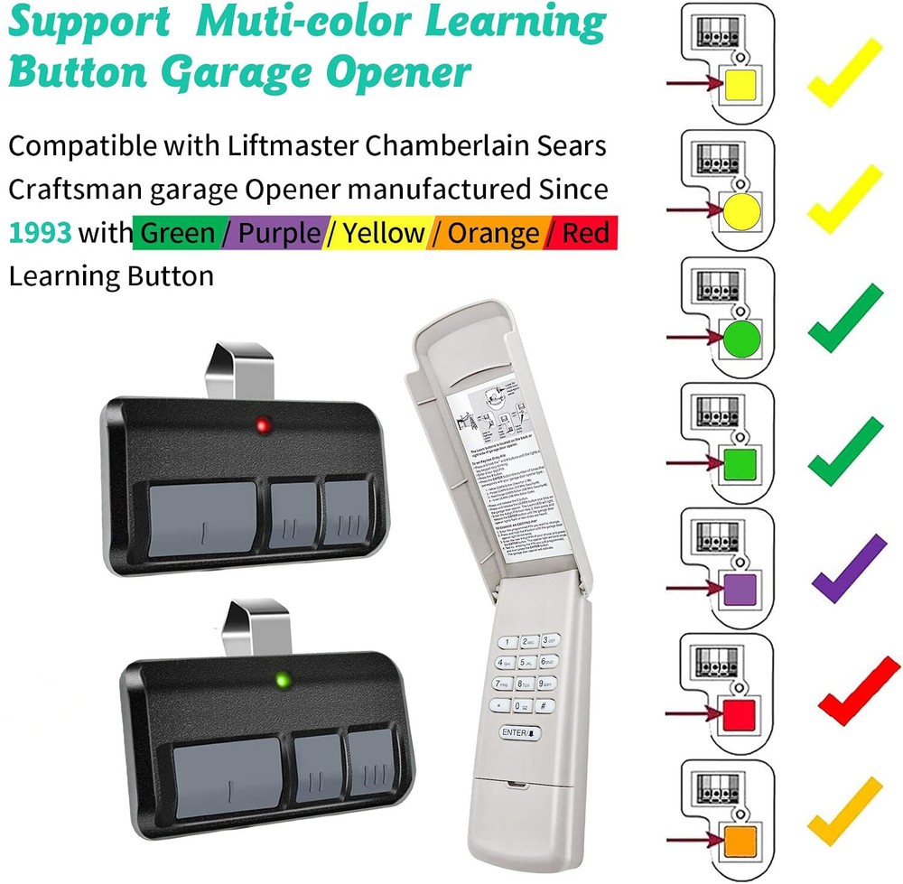 Universal 893MAX 893LM Keypad and 877MAX Garage Door Opener Compatible with LiftMaster Models for Secure Remote Access