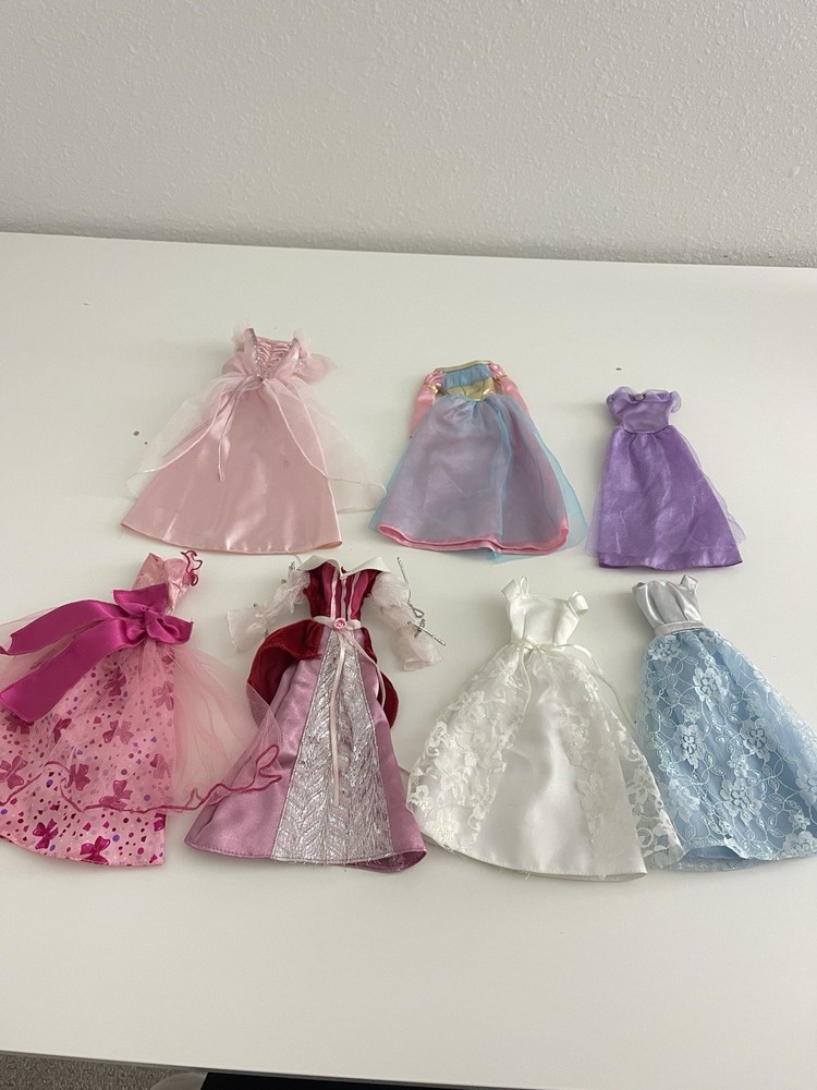 Lot of 7 Vintage Barbie Dresses Princess Fairy Formal Doll Clothes Mattel