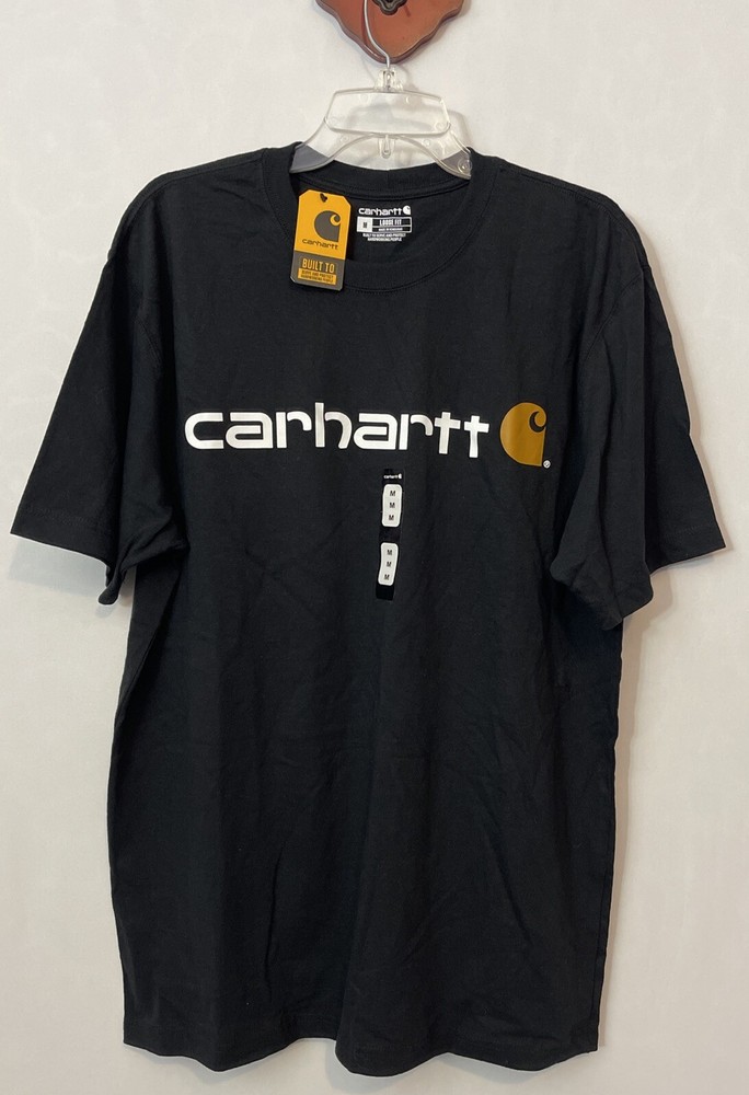 Carhartt Mens Medium Black Loose Fit Heavyweight Cotton Logo Tshirt NWT! A6496