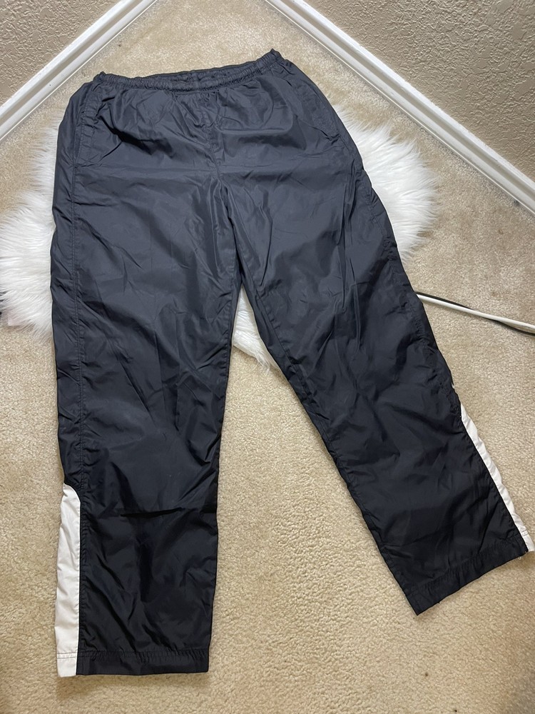 Vintage Y2K Nike Black w White Stripe Track Pants Ankle Zip Mens Size M