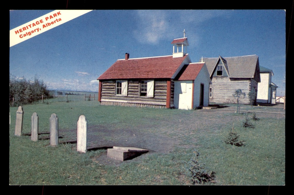 Heritage Park Calgary Alberta Canada Church Graveyard Headstones Postcard Unp
