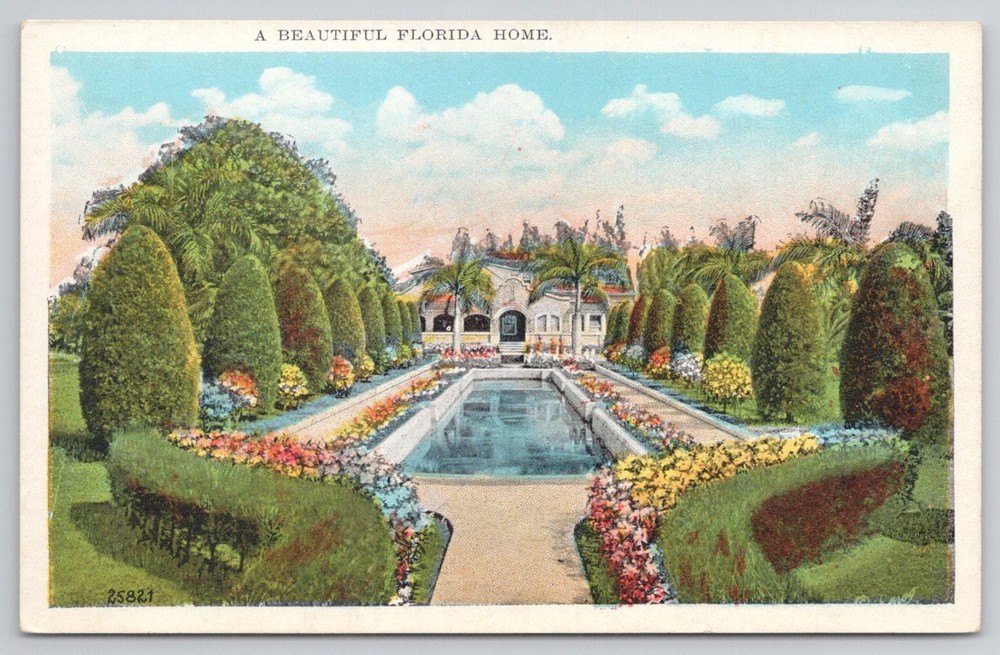 A Beautiful Florida Home Jacksonville FL Vintage Postcard