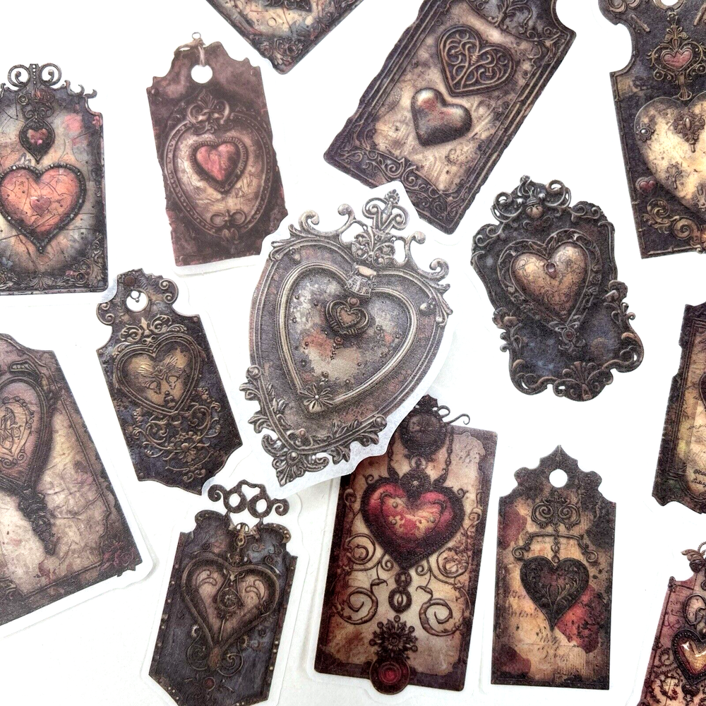 Heart Tag Washi Paper Stickers Grungy Relic Junk Journals Collage Scrapbooking