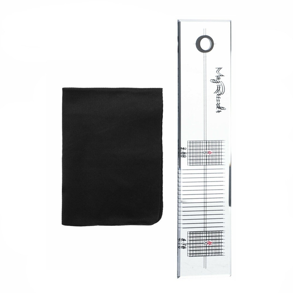 LP Stylus Turntable Record Vinyl Acrylic Calibration Ruler With Cleaning Cloth