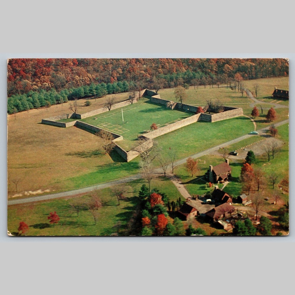 Postcard Aerial View of Old Fort Frederick, Maryland 1959