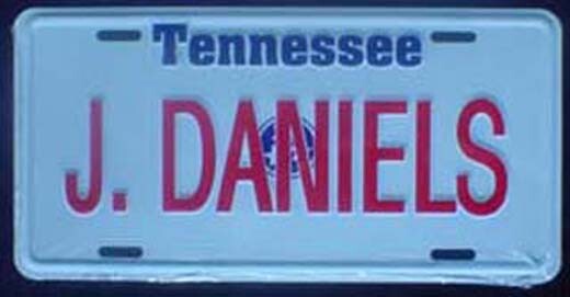 Vintage Tennessee J Daniels License Plate Embossed Metal New Old Stock #2717