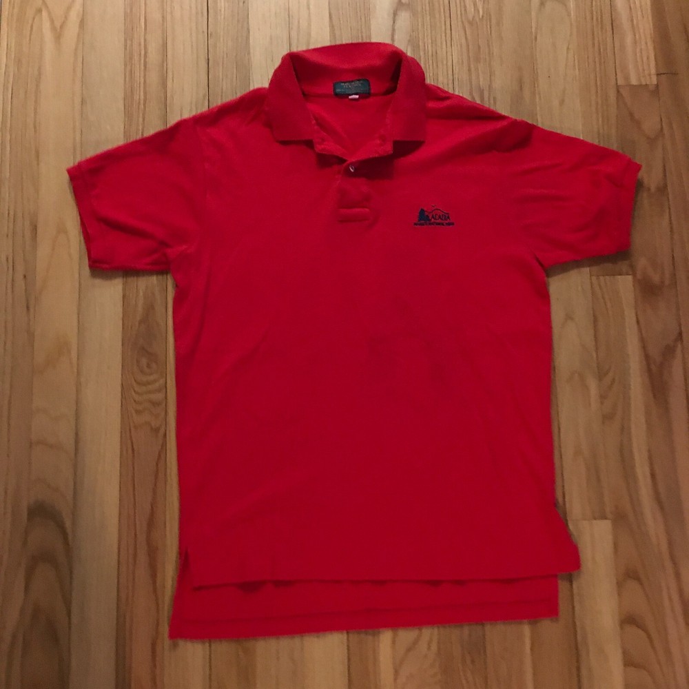 VTG 80s Acadia National Park Cotton Golf Shirt Polo USA M Single Stitch Maine-image
