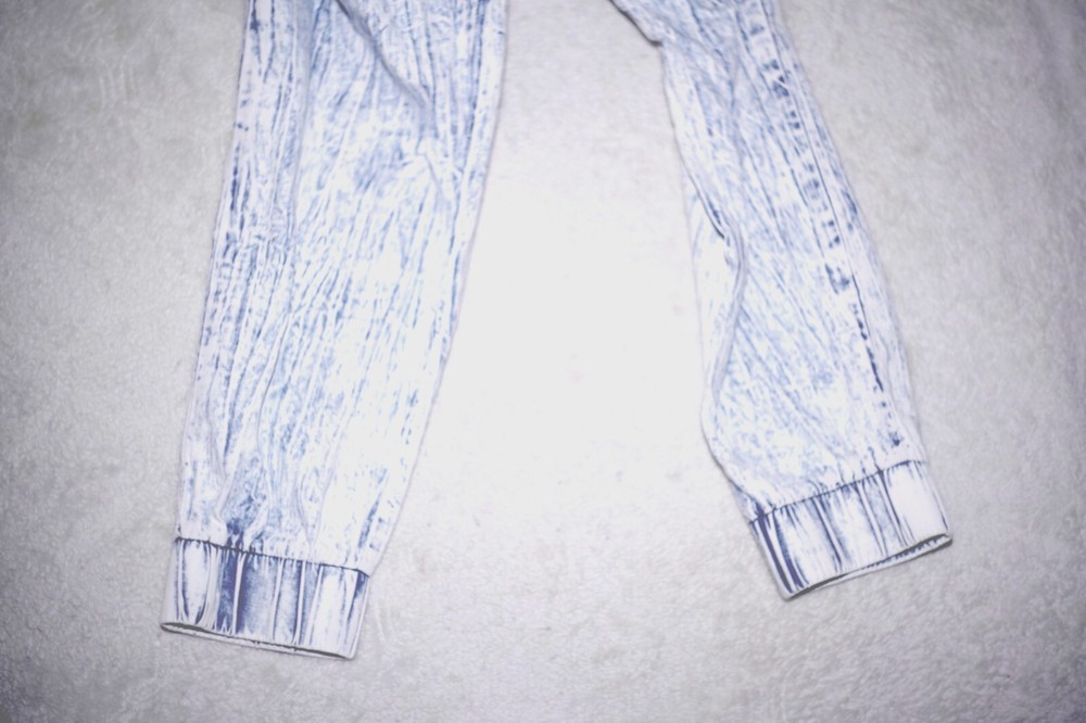 ACID WASH VINTAGE JOGGER Pants FAUX DENIM unbranded 90s style COMFY fake Denim-image