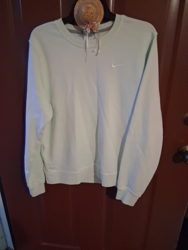 Nike Womens Crewneck Sweatshirt Mint Green Fleece Pullover Logo Large L
