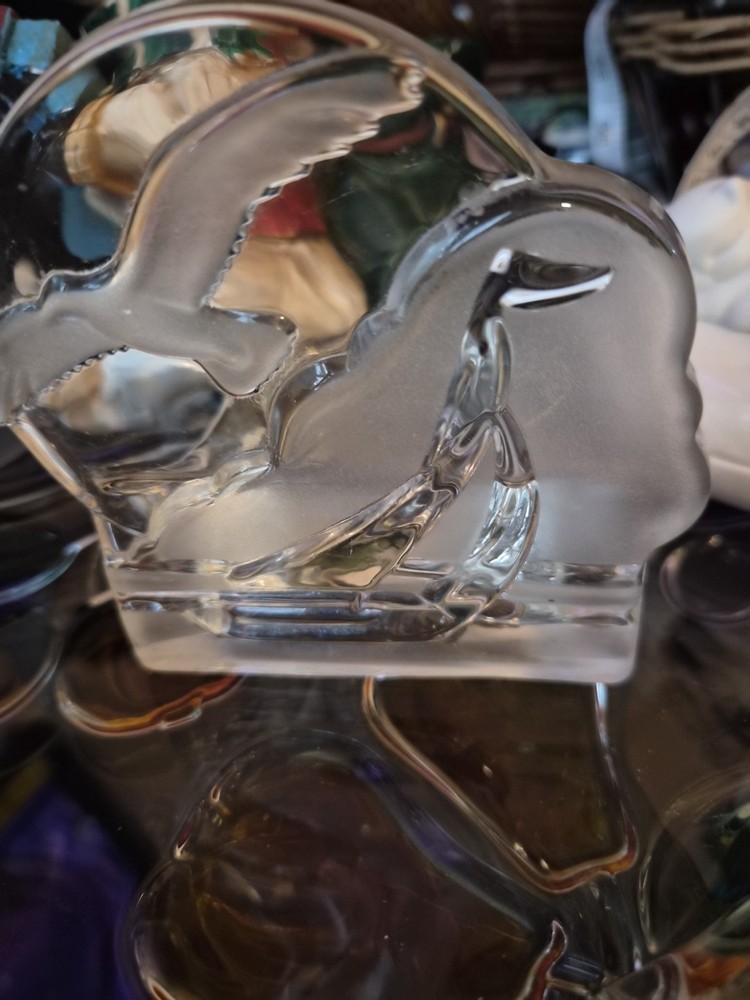 PartyLite Flying Seagull & Sailboat Frosted /Clear Glass Tealight Candle Holder.