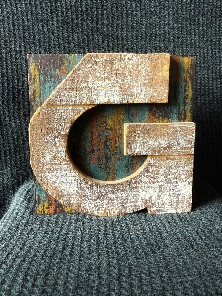 5x5x1” Rustic Wood Home Decor Stand Alone Or Hanging “G”