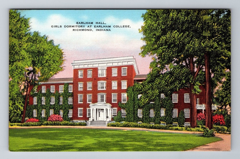 Richmond IN-Indiana, Earlham College Girl's Dormitory, Antique Vintage Postcard
