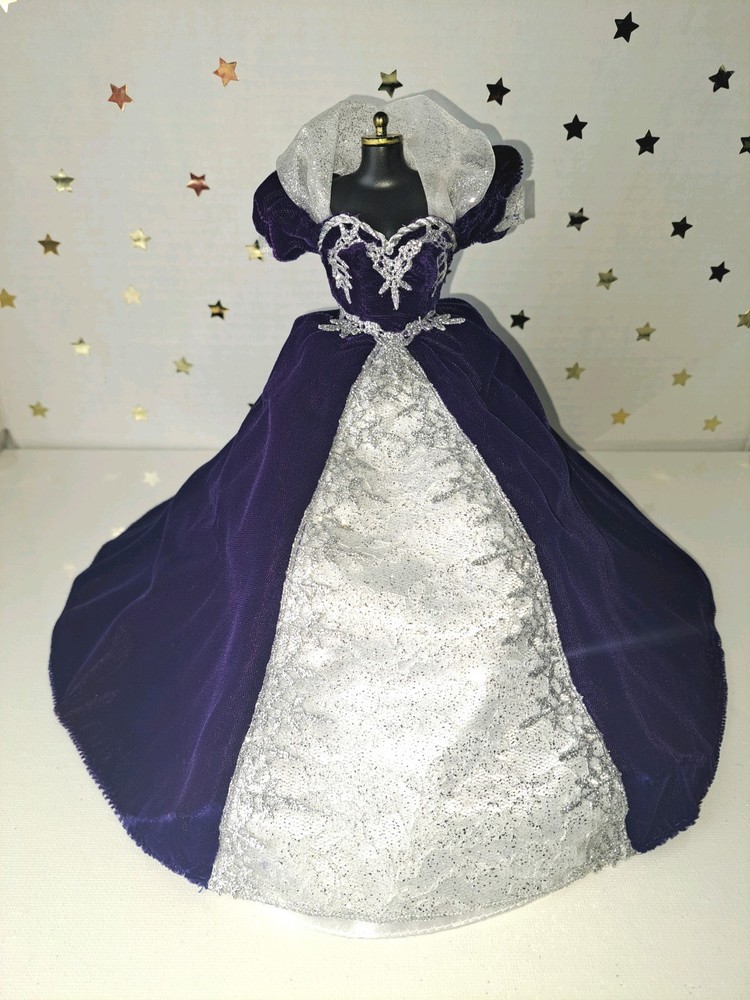 Barbie Dress 1999 Millennium Princess Blue Velvet Gown w/ Organza & Silver Lace