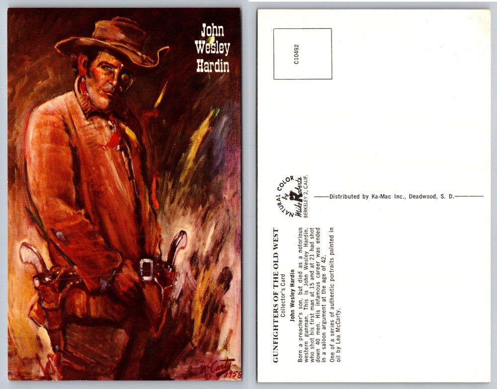 John Wesley Hardin Gunfighter Old West Postcard