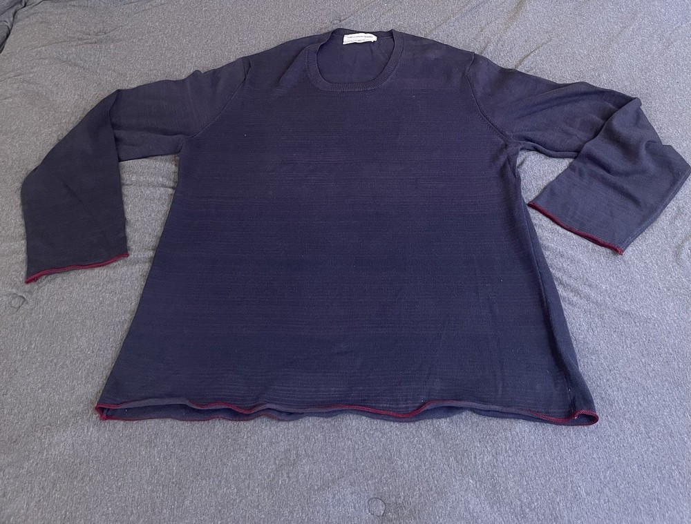 COMME Des GARCONS SHIRT XL Made In France In Blue/Purple Stripe Red Trim Knit