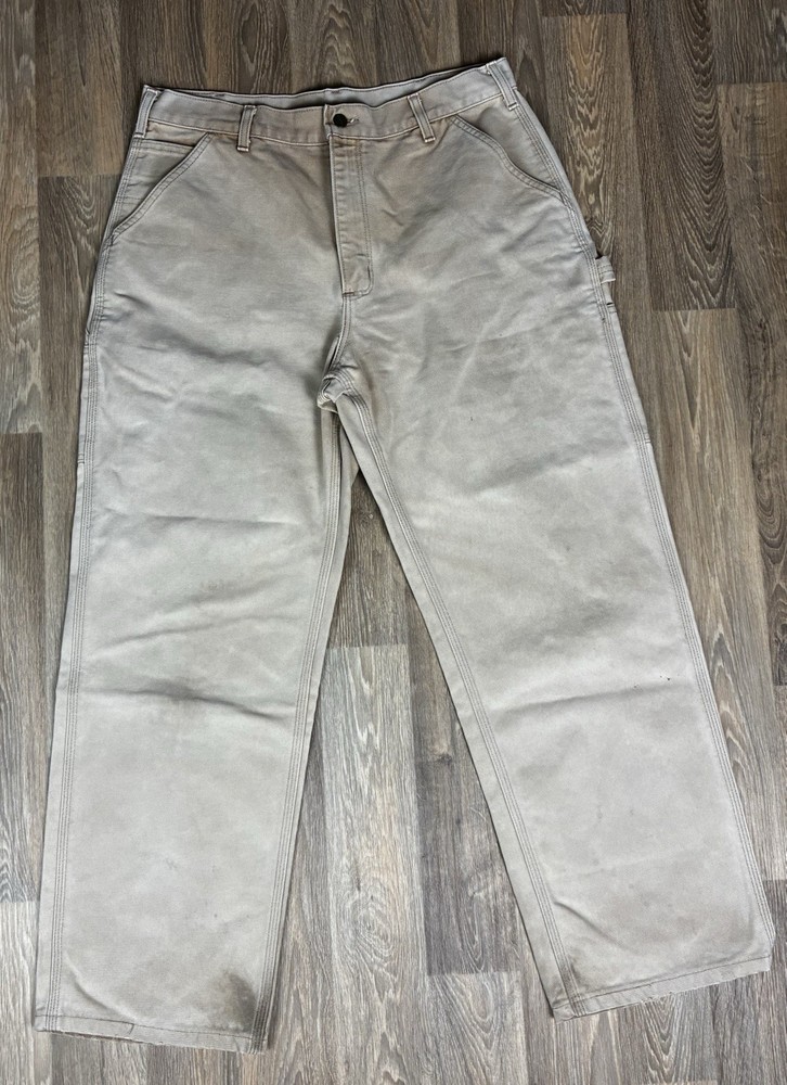 Carhartt B11 BRN Canvas Work Pants Mens 36x30 (Fits 34x30) Distressed Vintage