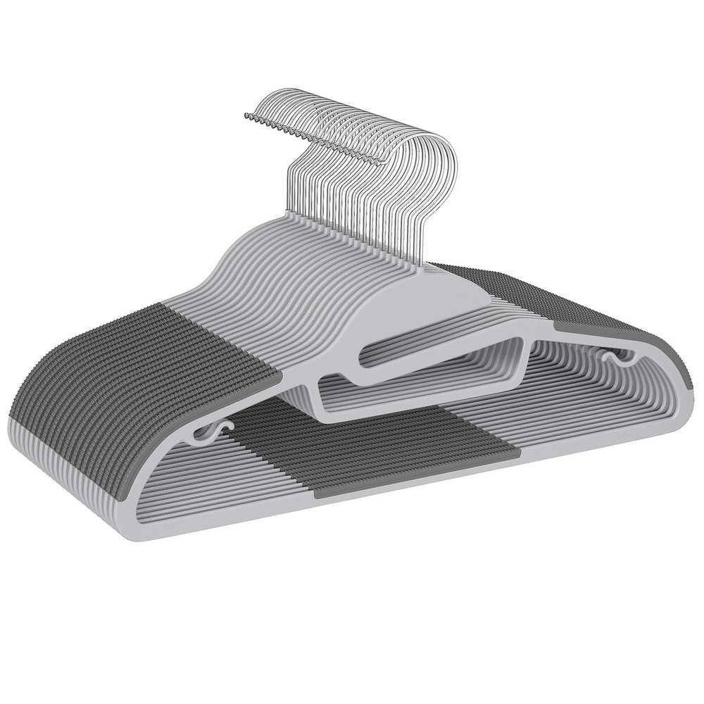 50-Pack Thick Plastic Hangers with Non-Slip Swivel Hooks, 0.2 Inch  