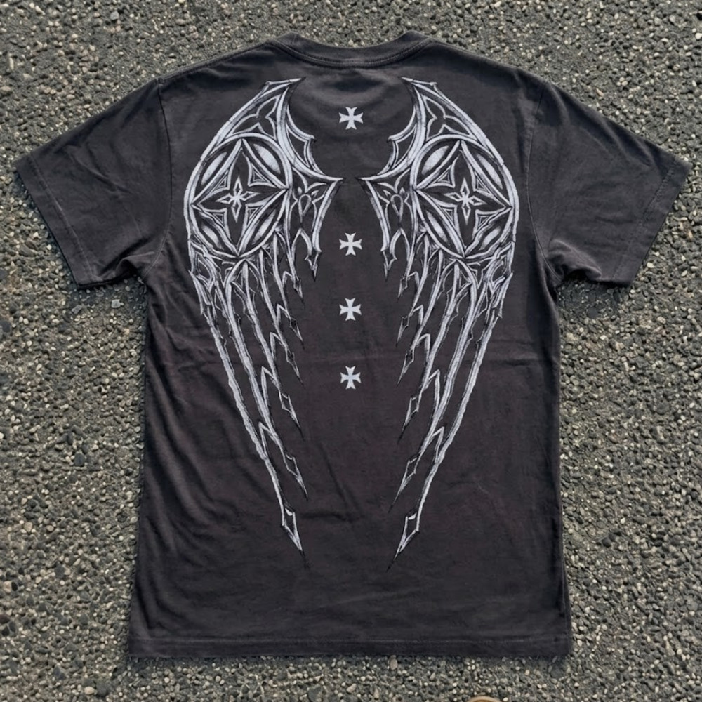 Archaic Mens T-Shirt Black Gothic Cross MMA Biker Grunge Graphic Tee