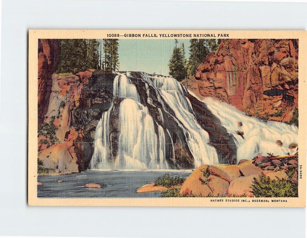 Postcard Gibbon Falls Yellowstone National Park Wyoming USA North America
