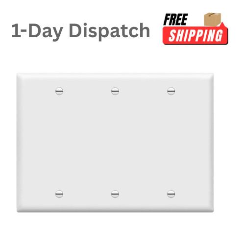 ENERLITES 3-Gang Blank Wall Plate – Gloss White Polycarbonate Cover