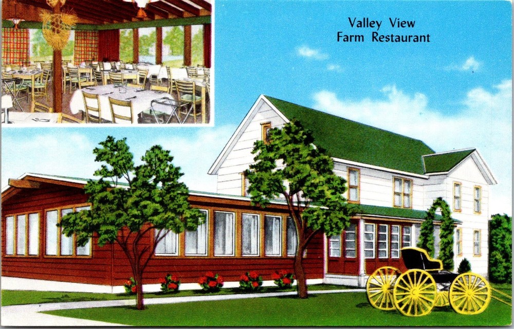 Dr Jim Stamps Valley View Farm Restaurant Postcard Vintage Dining Scene