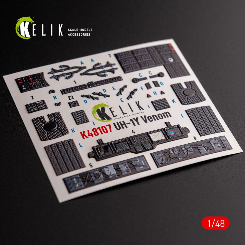 UH-1Y Venom. Interior 3D Decals (for Kitty Hawk / Zimimodel) 1:48 KeliK K48107