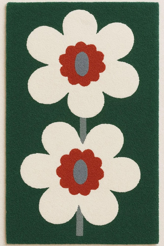 New Color Green Flower Hand Tufted Nz Wool Rug Design Area Handmade Carpet Rug
