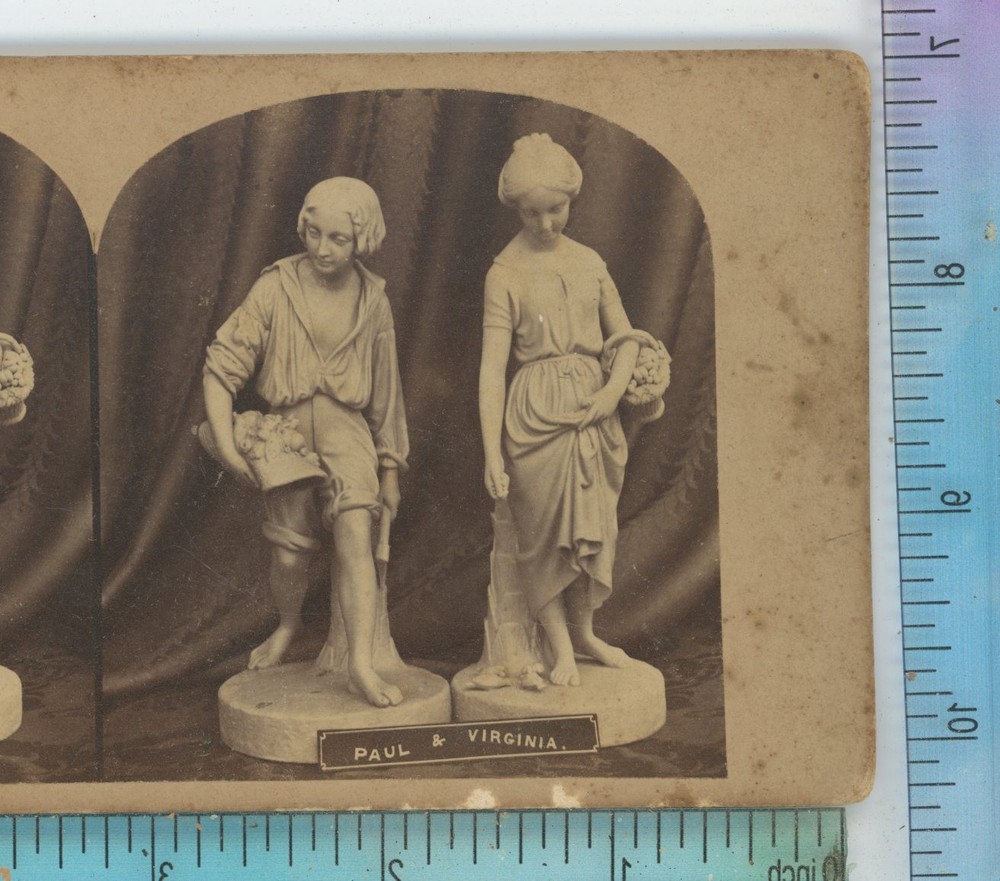 Paul & Virginia Statue Sculpture London Stereoscopic Stereoview