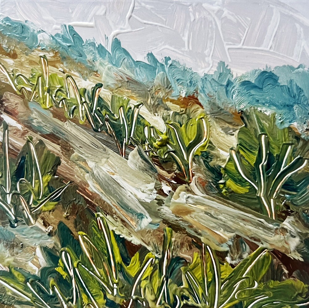 Miniature Landscape Oil Painting of Trees Road Hills Abstract Expressionism Art