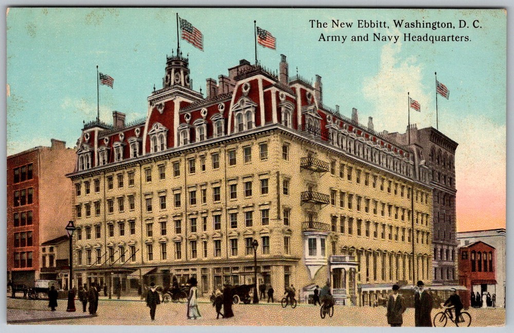 Antique Postcard New Ebbitt Hotel Army Washington, DC 1910s