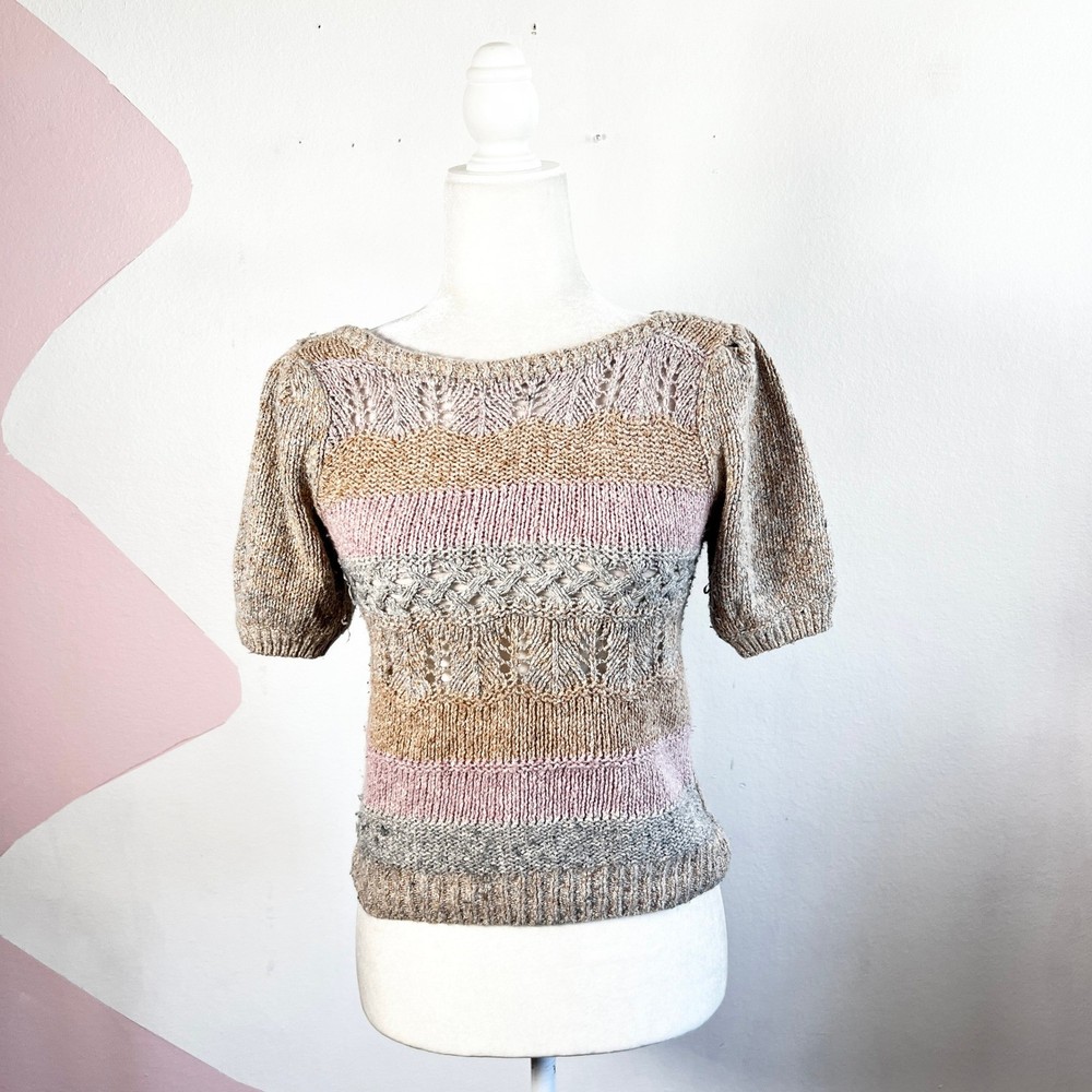 Vintage Y2k 90s Crochet Top 2000s Open Knit Boho Festival Hippie Small