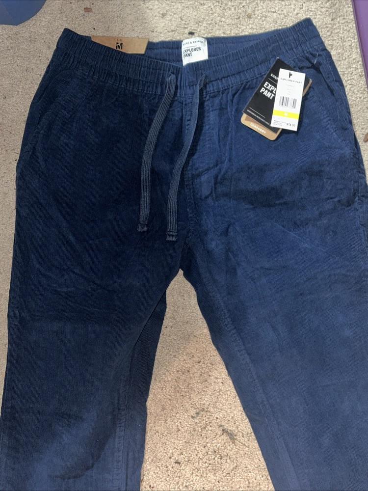 NWT Surf Swim Co Blue Corduroy Explorer Pant Drawstring Medium NEW