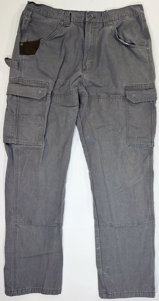 Wrangler Riggs Workwear Cargo Pants Men’s 36x34 Gray Ripstop Workwear Utility