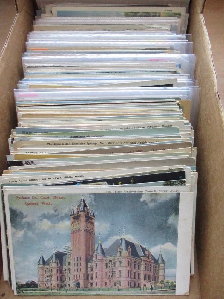500 Vintage Postcards Huge Lot Of Pre-Linen & Linen United States Post Cards