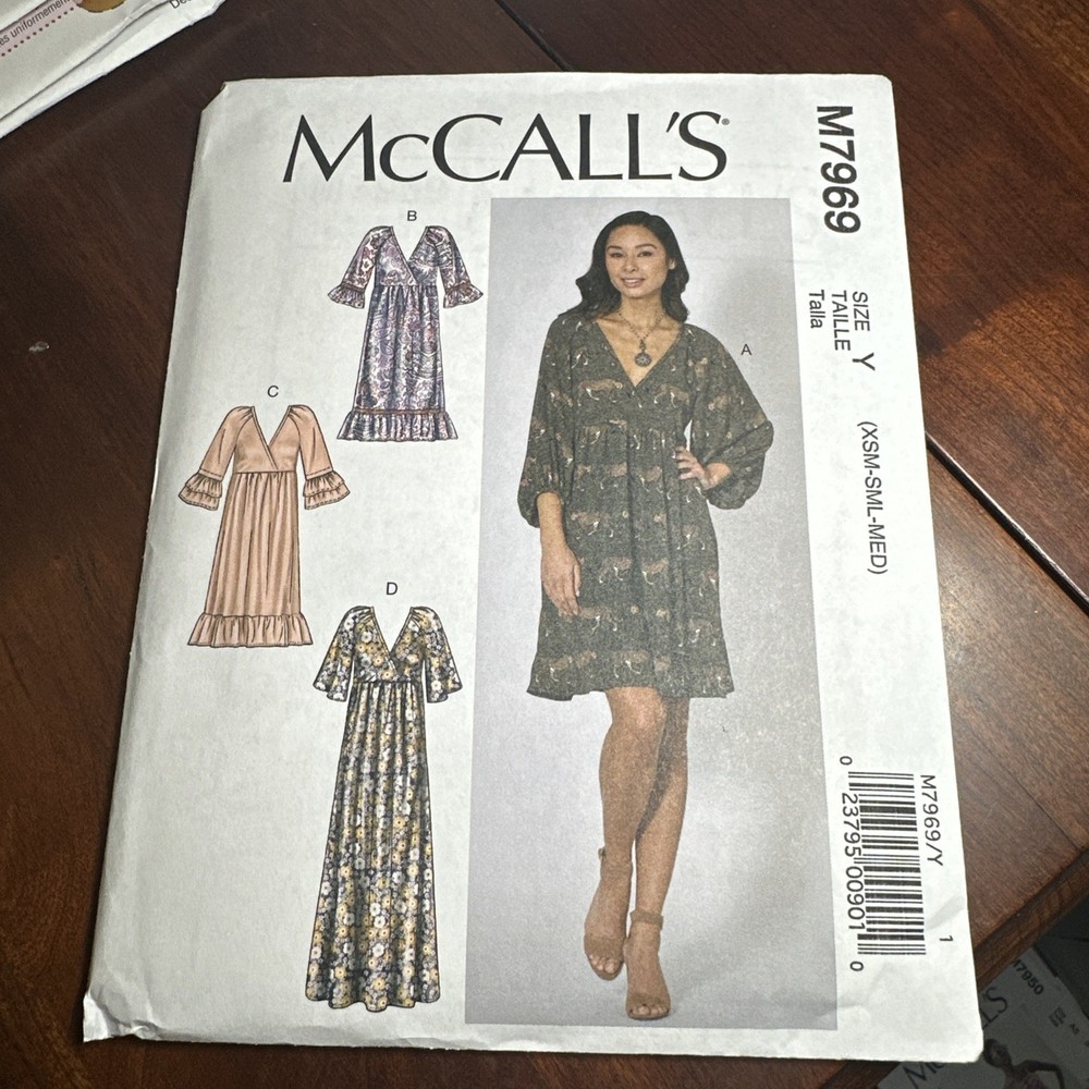 McCall's 7969 Easy Pullover Dress w/ Options Misses' XS-M (4-14) Uncut Pattern
