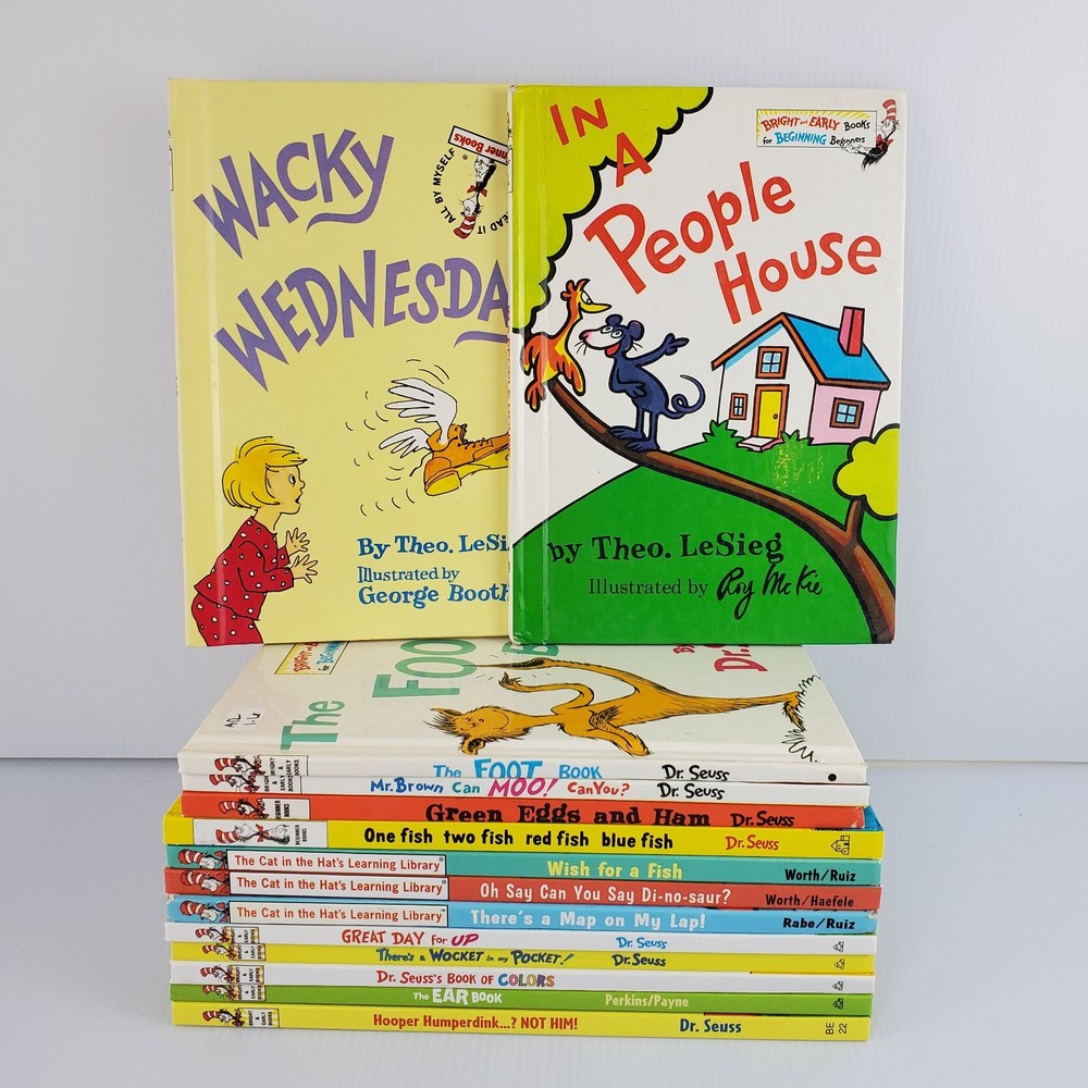Lot of 14 Dr Seuss Beginner Books Hardcover ~Mr Brown Can Moo, Foot Book, Colors