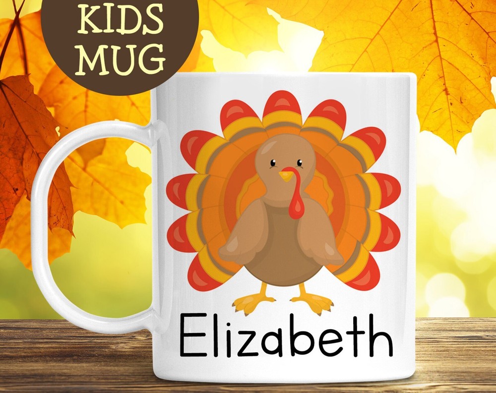 Kids Personalized Thanksgiving Turkey Cup With Childs Name Dishwasher Safe