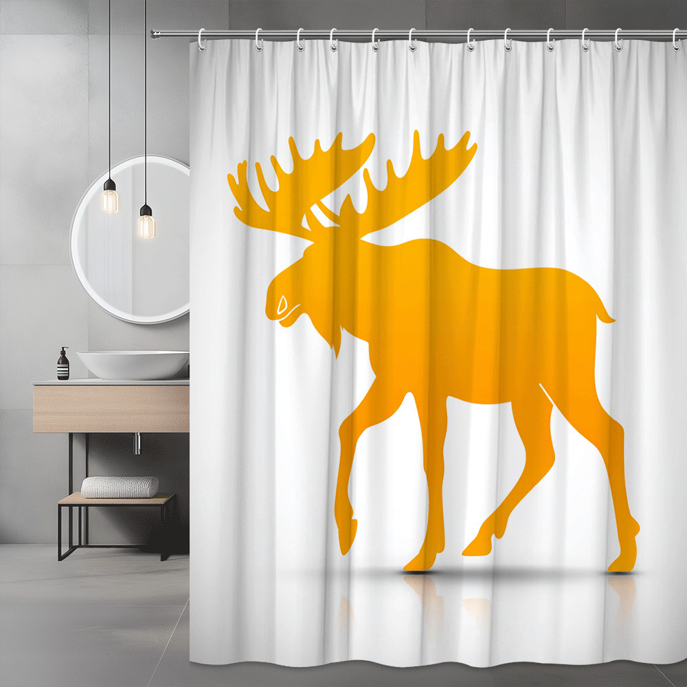 Orange Moose Silhouette Shower Curtain Graphic Animal Print