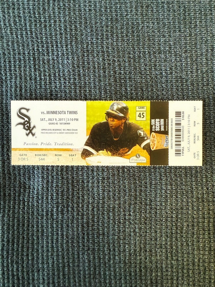 Chicago White Sox Vs Minnesota Twins July 9, 2011 Full Ticket Home Game