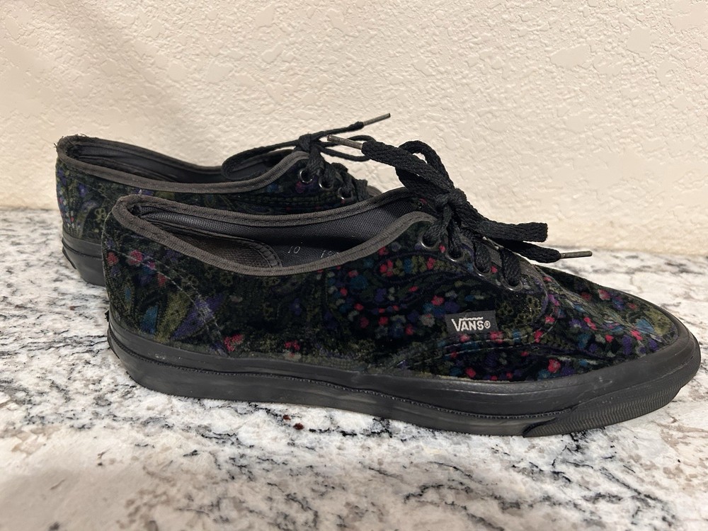 Vans Velvet Floral Paisley Old Skool Low Top Sneakers Women Size 10 READ