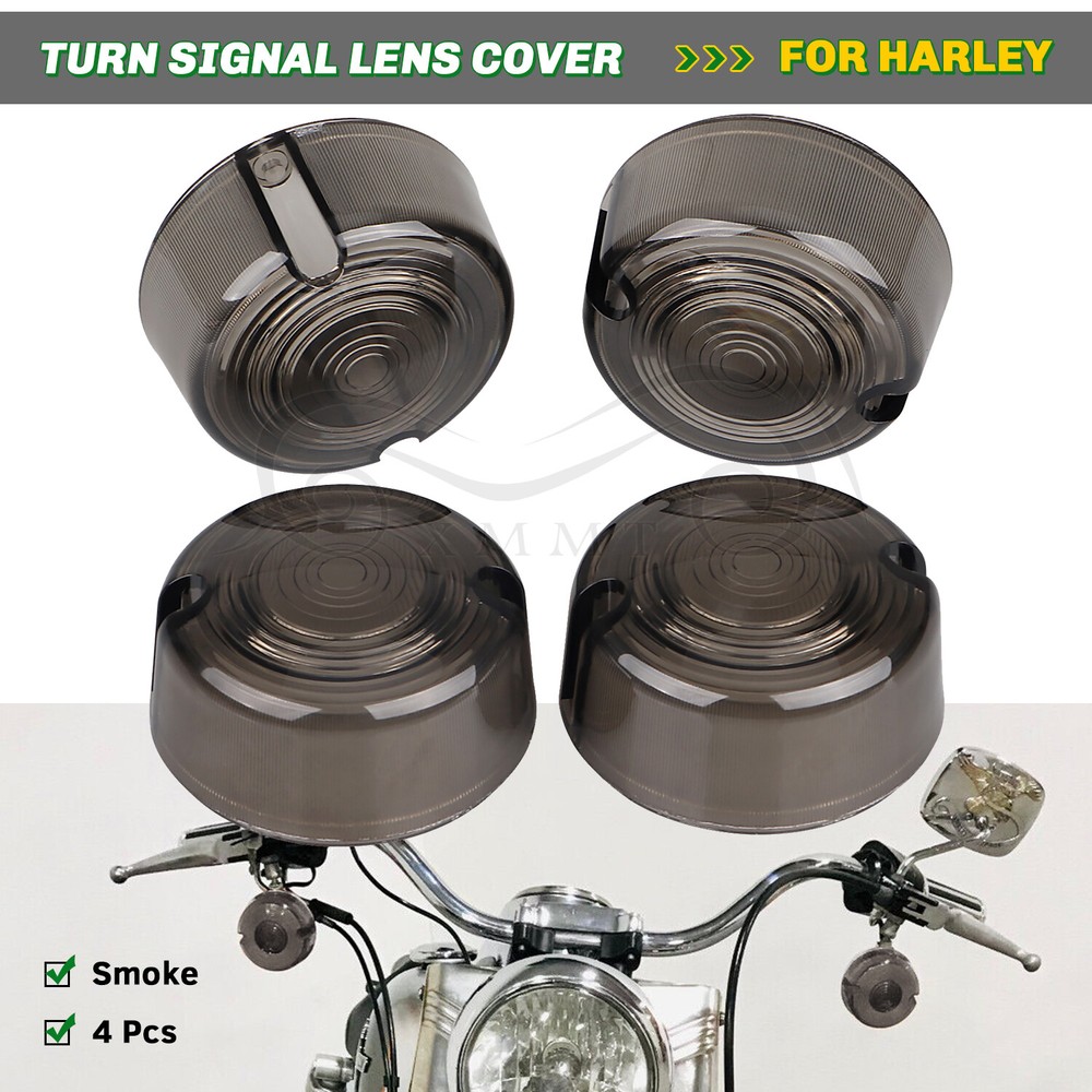 Smoke ABS Turn Signal Lens Covers for Harley Softail FXSTC Sportster 883-image
