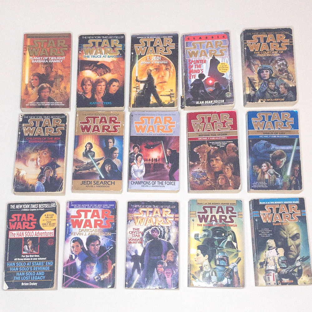 Lot of 15 VTG Star Wars PB Books - Bakura, Jedi Academy, Bounty Hunter, I Jedi