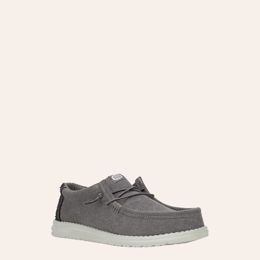 Hey Dude Men's Wally Granite Gray & Black Lace Up Moc Toe Casual Shoe, D Width