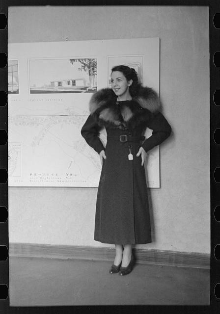 Photo:New York City 1936 Woman Modeling Coat Jersey Homesteads Showroom